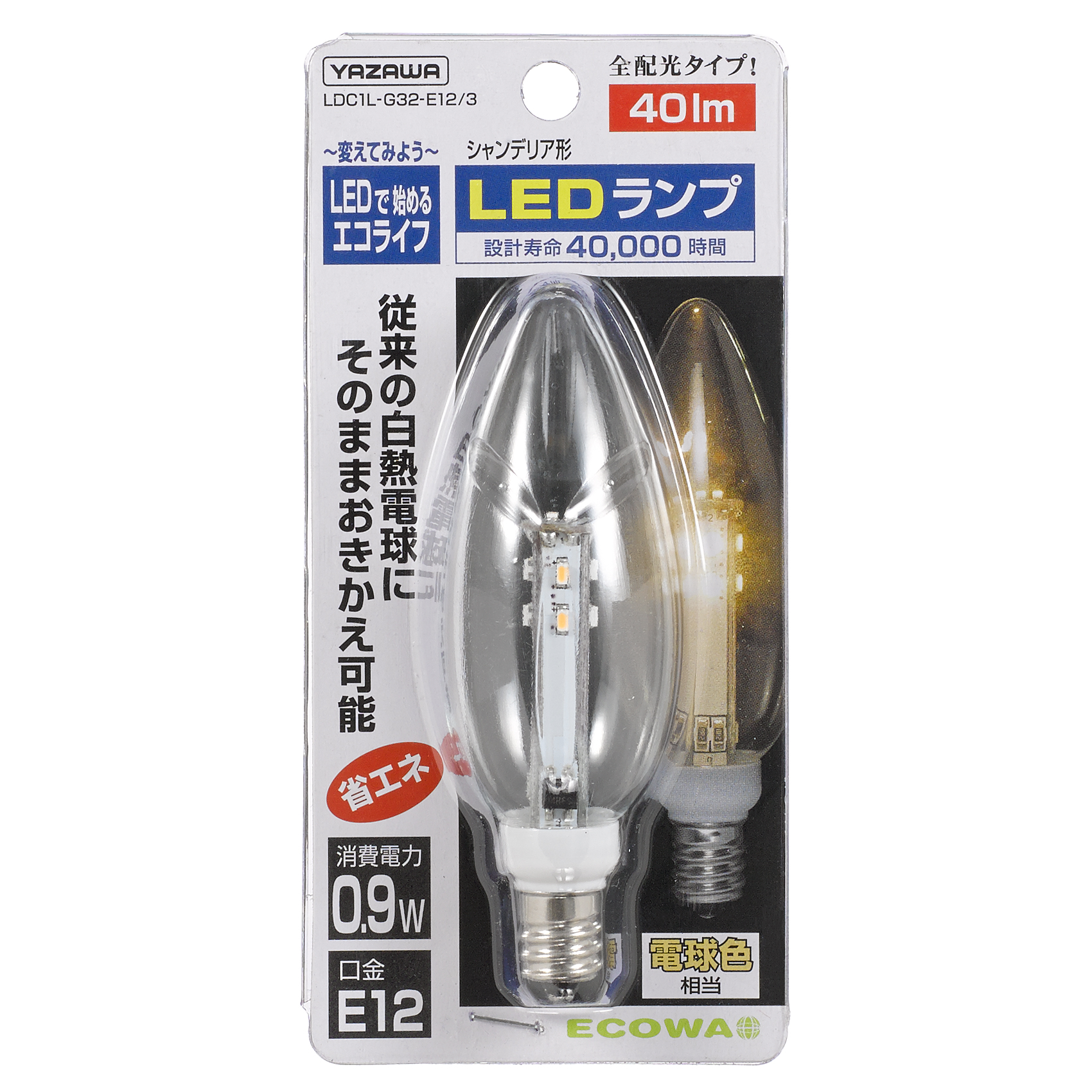 C32形LEDランプ電球色E12クリア｜YAZAWA CORPORATION