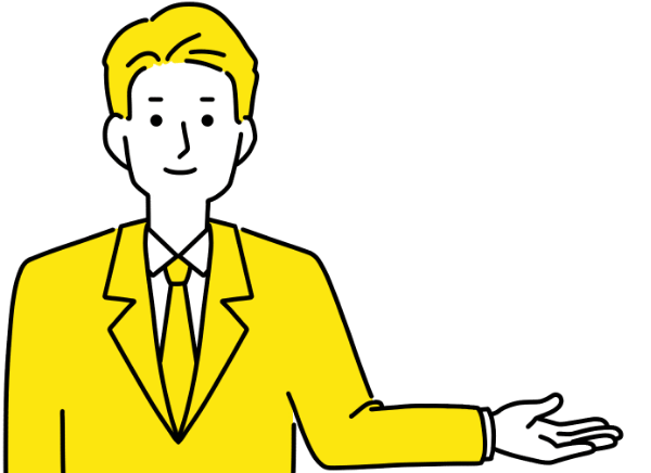 手を差し出して案内する男性のイラスト