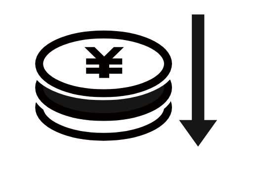 コインの上に円マークが描かれたコスト削減のアイコン