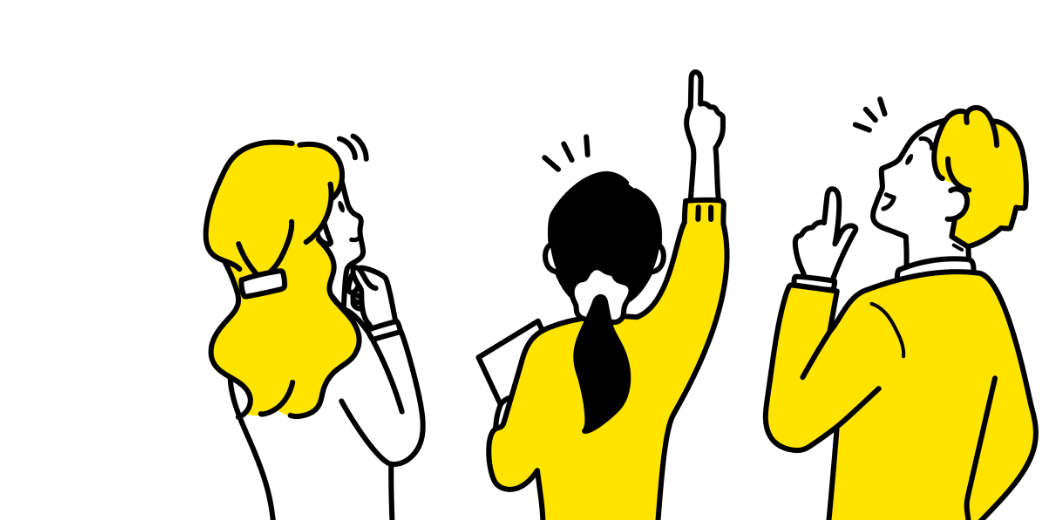 男女が問題を考えているイラスト